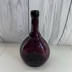 Vintage Jenny Lind Amethyst Bottle Decanter Purple Glass 9.5 inches